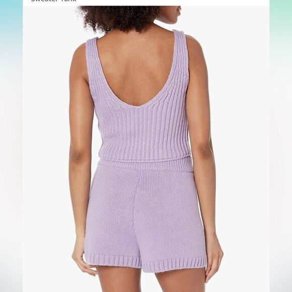 The Drop Women's Sylvie Double V-Neck Textured Rib Cropped Sweater Tank New - Picture 3 of 5